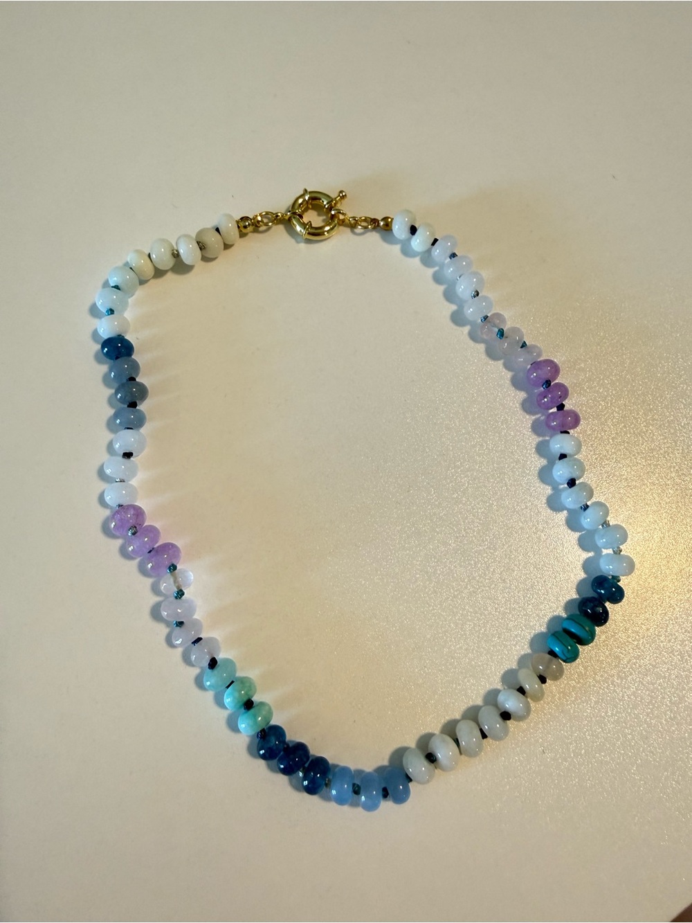 Beaded Gemstone Necklace Colorful Choker Stone Surfer Beach Handmade Preppy Boho
